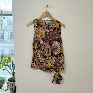 Trina Turk Purple Paisley Print Sleeveless Blouse Size Medium